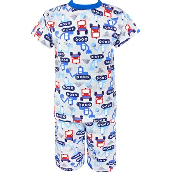 Dívčí pyžamo Chlapecké pyžamo s krátkým rukávem Bagry na šedé