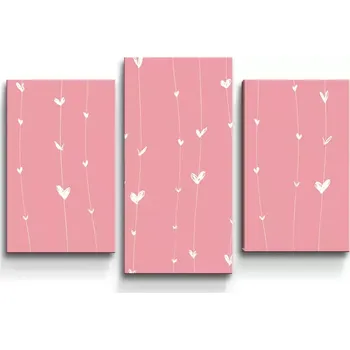 Obraz Sablio Obraz - 3-dílný Asymetrická srdíčka - 75x50 cm