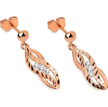 Náušnice Napichovací náušnice s ozdobnými liniemi, růžové zlato 14K IZ24790RL + dárkové balení LUXUS zdarma