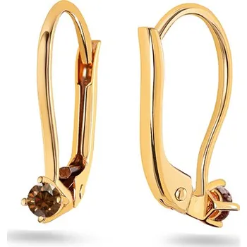 Náušnice Jemné náušnice s imitací onyxu, žluté 14K zlato IZ31682 + dárkové balení LUXUS zdarma