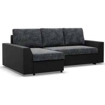 Sedací souprava Rohová rozkládací sedačka LUGO popelová / černá