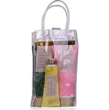 Sprchový gel Winter Spa koupelový set v průhledné taštičce s vůní zázvoru a máty - sprchový gel, krém na ruce, tělové mléko 1 ks