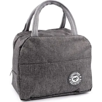 Termotaška svačinová s kapsou 22x18 cm, velké, 3 šedá