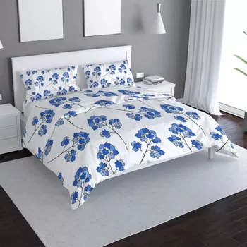 Povlečení Sablio Povlečení Modré kvítí - 140x200 / 90x70