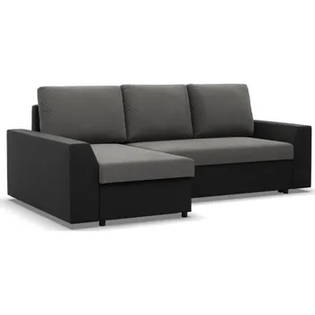 Sedací souprava Rohová rozkládací sedačka LUGO tmavě šedá / černá