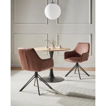 Sada 2 otočných jídelních židlí hnědá umělá kůže vysoké opěradlo skandinávský styl Beliani