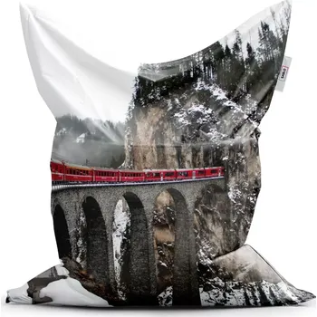Sedací pytel Sablio Sedací vak Classic Vlak na mostě 2 - 150x100 cm
