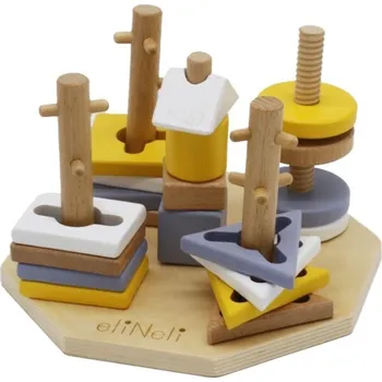 Dřevěná hračka eliNeli Dřevěná nasazovací hra - Tvary