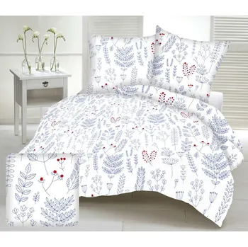 Povlečení Povlečení krepové Herbář modrý TiaHome 1x Polštář 90x70cm, 1x Přikrývka 140x200cm