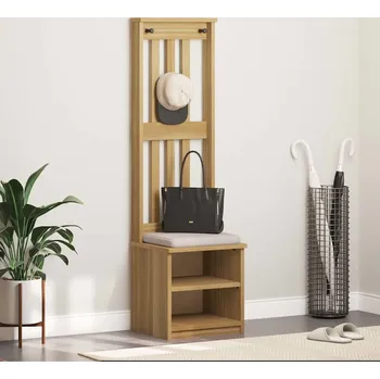 Předsíňová stěna vidaXL Předsíňový strom SANDNES 45x40x159,5 cm Borovicový masiv [4010478] Barva: Povrchová úprava ořechu