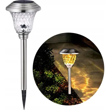 Venkovní osvětlení SOLÁRNÍ LAMPA OCEL SKLO MĚNÍCÍ BARVY 40 cm