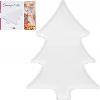 Talíř Talíř na chuťovky bílý porcelán ve tvaru vánočního stromku sváteční podnos