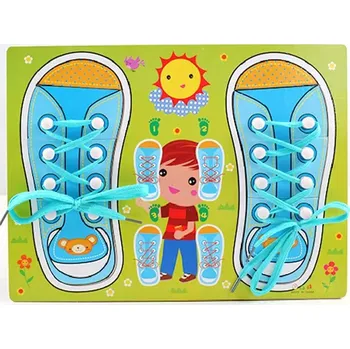 Obraz Dřevěná BOTKA pro nácvik zavazování tkaniček, bota se šňůrkou 3