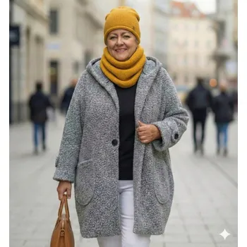 Čepice Dámský pletený set hořčice