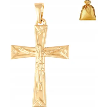 Přívěsek POZLÁCENÝ DÁMSKÝ KŘÍŽEK Z CHIRURGICKÉ OCELI, NA ŘETÍZEK, ZLATÝ 18K