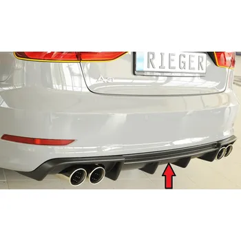 Nárazník Rieger vložka zadního nárazníku pro Audi A3 8V 3-dvéř. (convertible 8V7), 5-dvéř. (sedan 8VS) před faceliftem, plast ABS bez povrchové úpravy, pro dvojité koncovky na obou stranách 4x90 mm