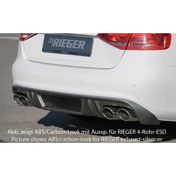 Nárazník Rieger vložka zadního nárazníku pro Audi A4 B8, B81 avant, sedan před faceliftem, plast ABS bez povrchové úpravy, S-Line, pro orig. koncovky na obou stranách