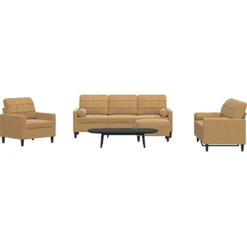 Pohovka vidaXL 4dílná sedací souprava s poduškami a podhlavníky hnědá samet