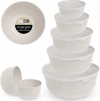 Sada kuchyňských misek 5 ks plastové s víkem na salát a svačinu