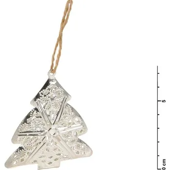 Vánoční dekorace MFP závěs Stromek kov 3D stříbrný 7cm 8885546