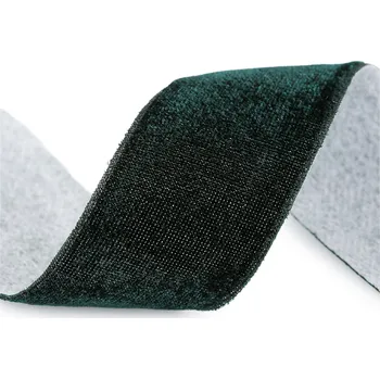 Stuha Sametová dekorační stuha na cívce ve vánočních barvách šíře 38 mm, návin 2,7 m, střední, 2 zelená temná