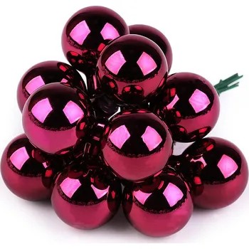 Vánoční ozdoba Vánoční skleněná baňka na drátku Ø2 cm - mat a lesk, střední, 15 pink lesk