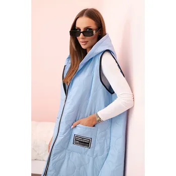 Dámská vesta Dámská prošívaná vesta Plus Size s kapucí na zip modrá UNI