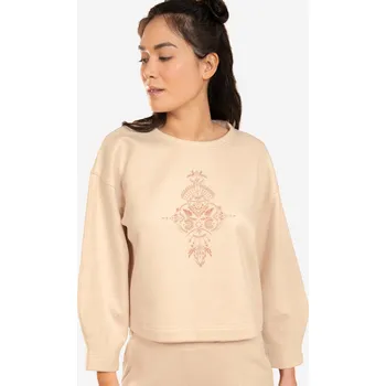 Dámská mikina KIMJALY Hřejivá mikina na jógu béžová L BÉŽOVÁ