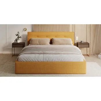 Postel Čalouněná postel TULSA 140x200 s kovovým zdvižným roštem OTTAWA MEDOVÁ ŽLUTÁ