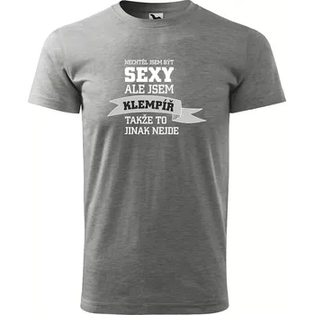Pánské oblečení Sablio Tričko s potiskem Nechtěl jsem být sexy, ale jsem klempíř - šedé XL