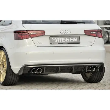 Nárazník Rieger vložka zadního nárazníku pro Audi A3 8V 3-dvéř. (hatchback 8V1), 5-dvéř. (sportback 8VA) před faceliftem, plast ABS s povrchovou úpravou Carbon-Look, pro dvojité koncovky na obou stranách