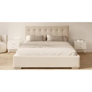 Postel Čalouněná postel LUCERNA 180x200 Krémová Trinity s úložným prostorem kovový rošt