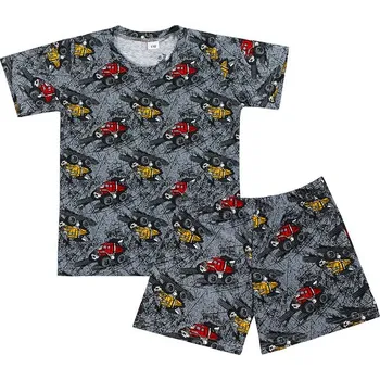 Dívčí noční košile Pyžamo krátký rukáv, krátké kalhoty Žlutá,Červená,Šedá - 110 BX1001421