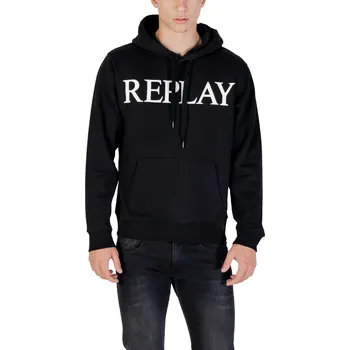 Pánská mikina Pánská mikina Replay s kapucí Replay černá | bílá 3491174
