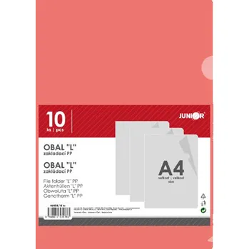 Obal zakládací "L" PP/A4, červený - sada 10 ks