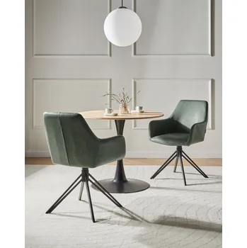 Jídelní židle Sada 2 otočných jídelních židlí zelená umělá kůže vysoké opěradlo skandinávský styl Beliani