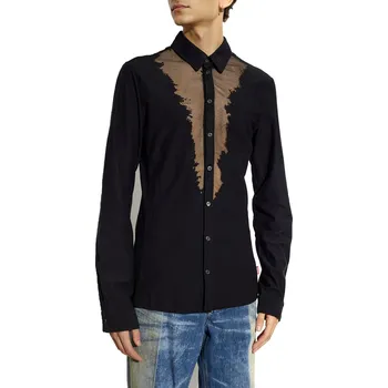 Pánská móda Diesel pánská košile s dlouhým rukávem Diesel černá | hnědá 3491298