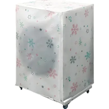 Ochranný potah na pračku 62 x 55 x 86 cm Barevné sněhové vločky Bílo-průhledný obal na zip pro předem plněnou pračku