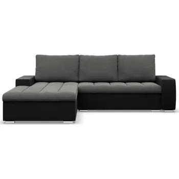 Sedací souprava Rohová rozkládací sedačka AURORA levá tmavě šedá / černá