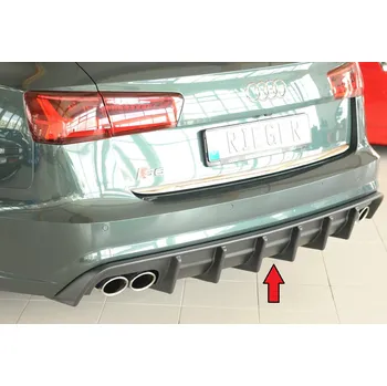 Nárazník Rieger vložka zadního nárazníku pro Audi A6 4G, C7 sedan, plast ABS bez povrchové úpravy, pro orig. dvojitou koncovku vlevo a vpravo, pro vozy s tažným zařízením