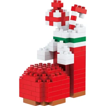 ostatní stavebnice Sváteční mikro stavebnice Bota s dárky 54 x 32 x 66 mm DIY vánoční sestavovací bloky 160 ks Stolní dekorace pro zimní atmosféru a kreativní tvoření