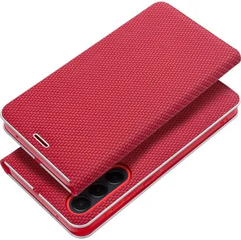 Pouzdro na mobilní telefon OEM LUNA Book Carbon pro Samsung Galaxy S25 červená