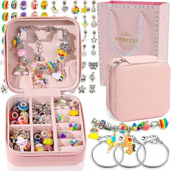 dětská sada na výrobu šperků KORÁLKY na výrobu šperků KUFŘÍK a korálků Pandora, 66 dílů.