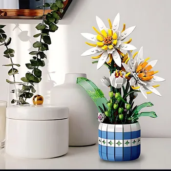 ostatní stavebnice Klocki Dekoracyjne Kwiaty – Stavebnice Růže a Sukulenty, 835 dílků