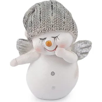 Vánoční dekorace Sněhulák s křídly, střední, 2 bílá stříbrná