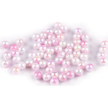 Korálek Plastové korálky s mermaid efektem Ø6 mm, malé, 3 růžová nejsv.