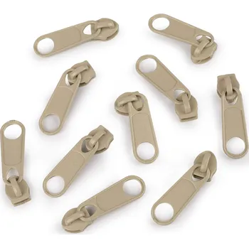 Zip Jezdec ke spirálovým zipům No 5 pro metráž typu POL, malé, 308 hnědá přírodní