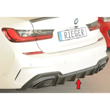 Nárazník Rieger vložka zadního nárazníku pro BMW řada 3 G21 touring, plast ABS bez povrchové úpravy, pro orig. koncovky vlevo/vpravo (M340i/M340d)