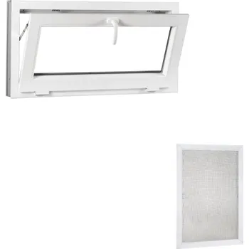 Okno Sada plastové okno 70x44, sklopné, bíle + hliníková síť proti hmyzu