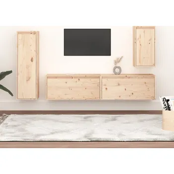 Obývací stěna vidaXL TV skříňky 4 ks masivní borové dřevo [3100230] Barva: Přírodní